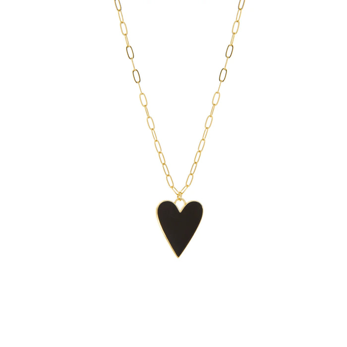 Black Enamel Heart Necklace