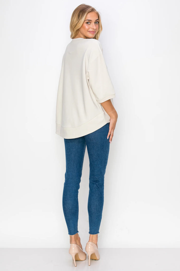 Karen Knit Crepe Top with Front Pocket