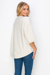 Karen Knit Crepe Top with Front Pocket