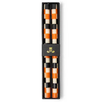 Check Dinner Candles - Black & Orange - Set of 2