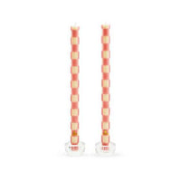 Check Pink Dinner Candles, Set of 2