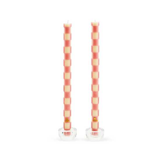 Check Pink Dinner Candles, Set of 2