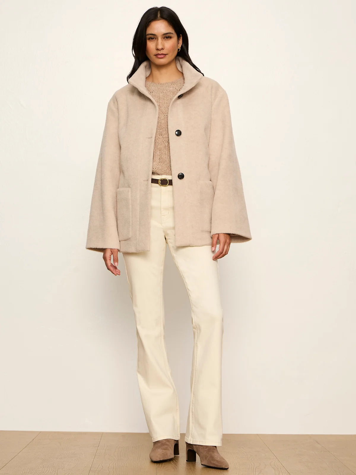 Bundled Wool Coat Bone