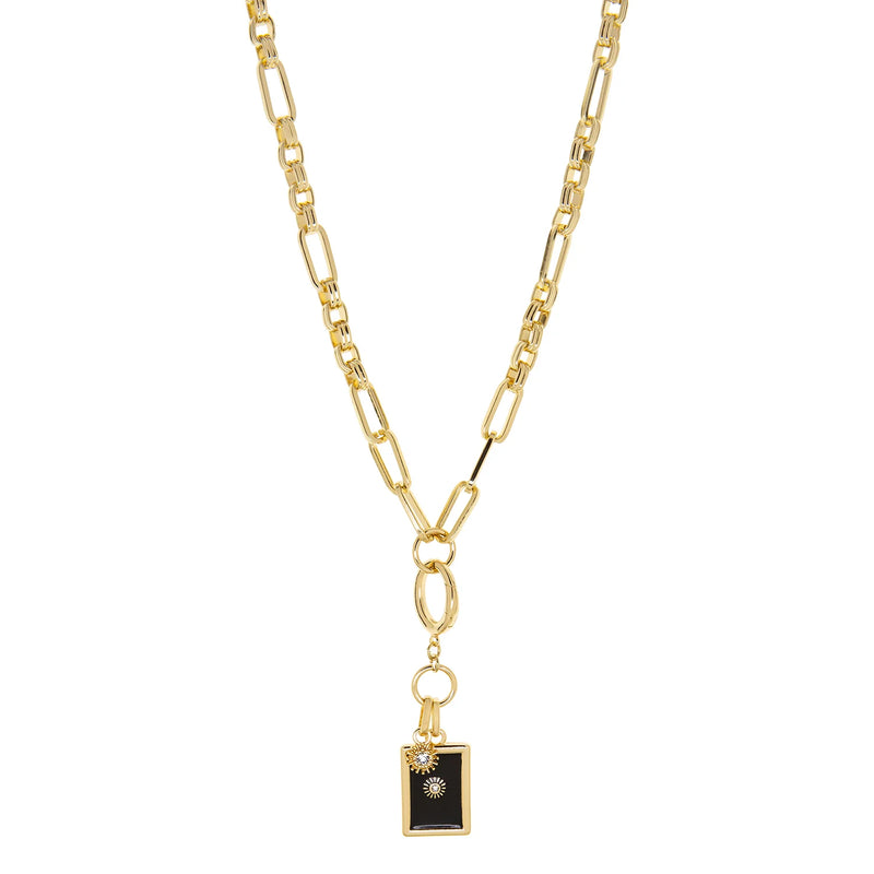 Enamel Rectangle Drop Pendant Necklace