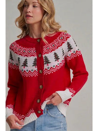 Holiday Christmas Tree Fair Isle SWEATERCARDIGAN