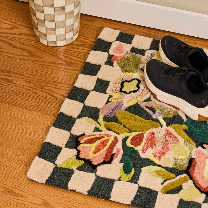Ranunculus And Checks 2'3"x 3'9" Rug