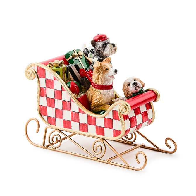 Check It Out Dog Sleigh Figurine