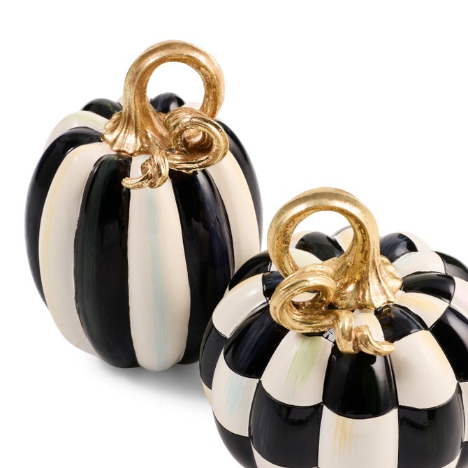 Courtly Check and Stripe Petite Pumpkins, Set of 2