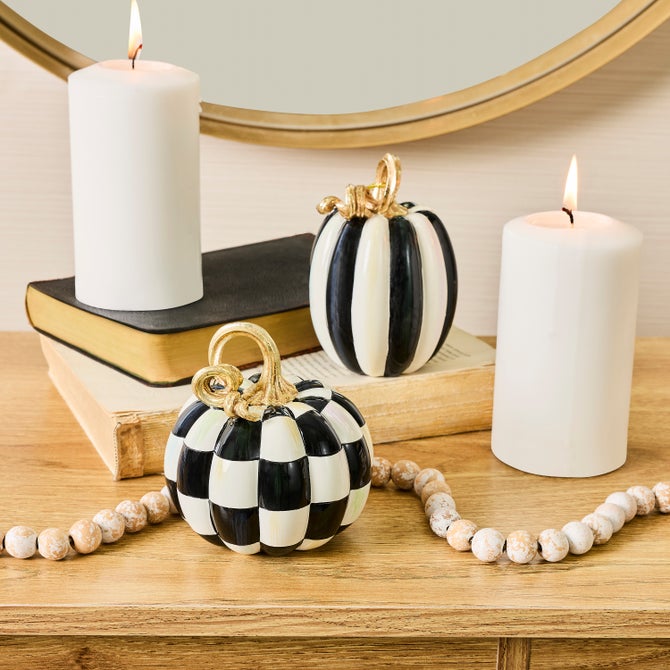Courtly Check and Stripe Petite Pumpkins, Set of 2