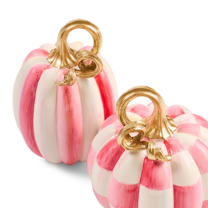 Bubblegum Check and Stripe Petite Pumpkins, Set of 2