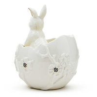 White Rabbit Ceramic Cracked Egg Bunny Bowl