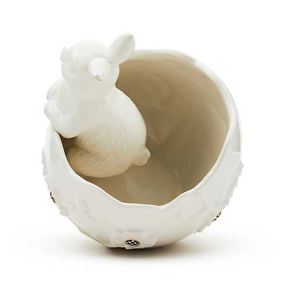 White Rabbit Ceramic Cracked Egg Bunny Bowl