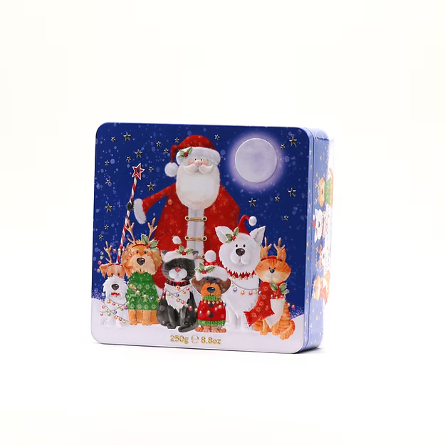 Christmas Santa, Cat, Dog tin