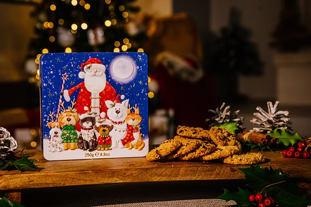 Christmas Santa, Cat, Dog tin