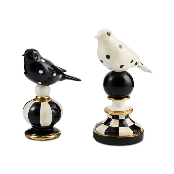 Courtly Check Bird Topiaries, Set Of 2