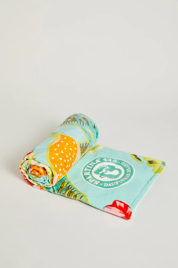 Beach Towel Queenie Tropical Floral Sea Foam