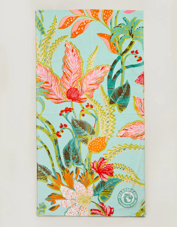 Beach Towel Queenie Tropical Floral Sea Foam