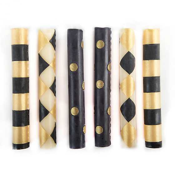 Mackenzie-Childs Black and Gold Mini Dinner Candles