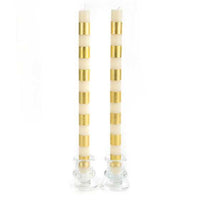 Bands Gold Dinner Candles, Set of 2