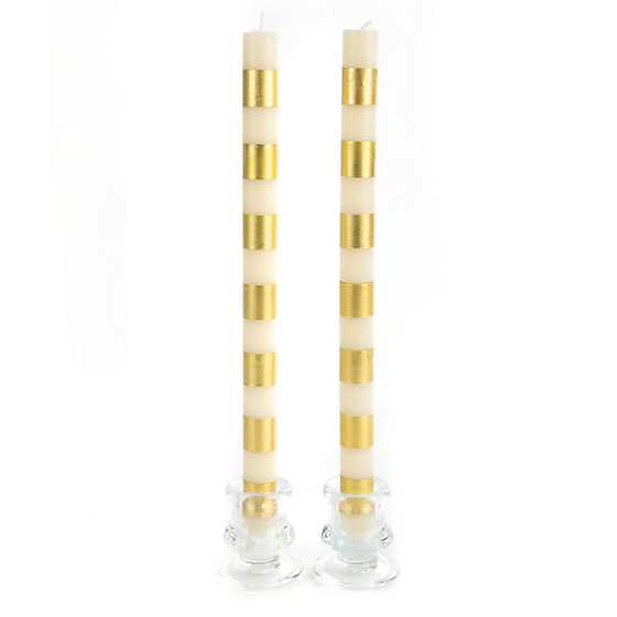 Bands Gold Dinner Candles, Set of 2