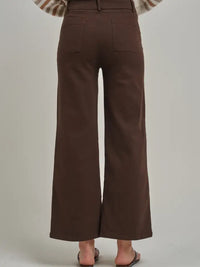 Wide Leg Stretch Pants with Bow Front Pockets