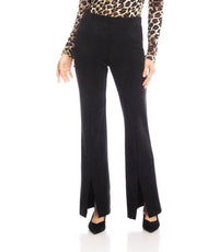 Faux Suede Front Slit Pants