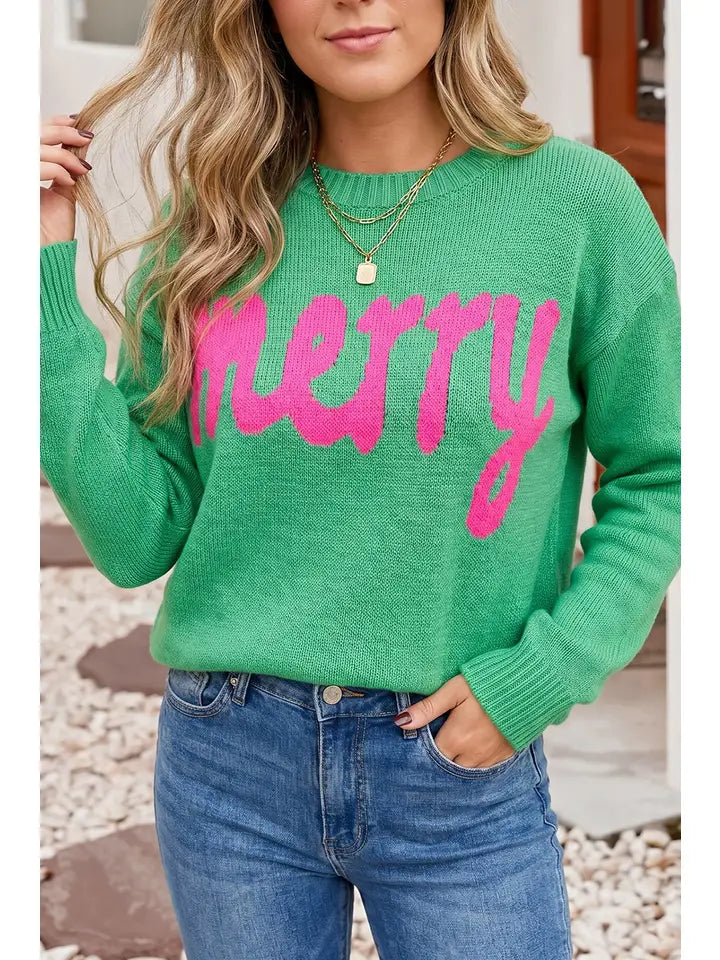 Merry Long Sleeve Christmas Loose Fit Sweater