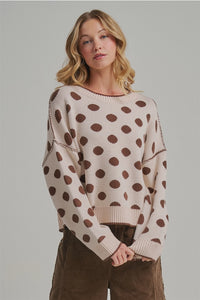 Loose Fit Polka Dot Fall Sweater Top