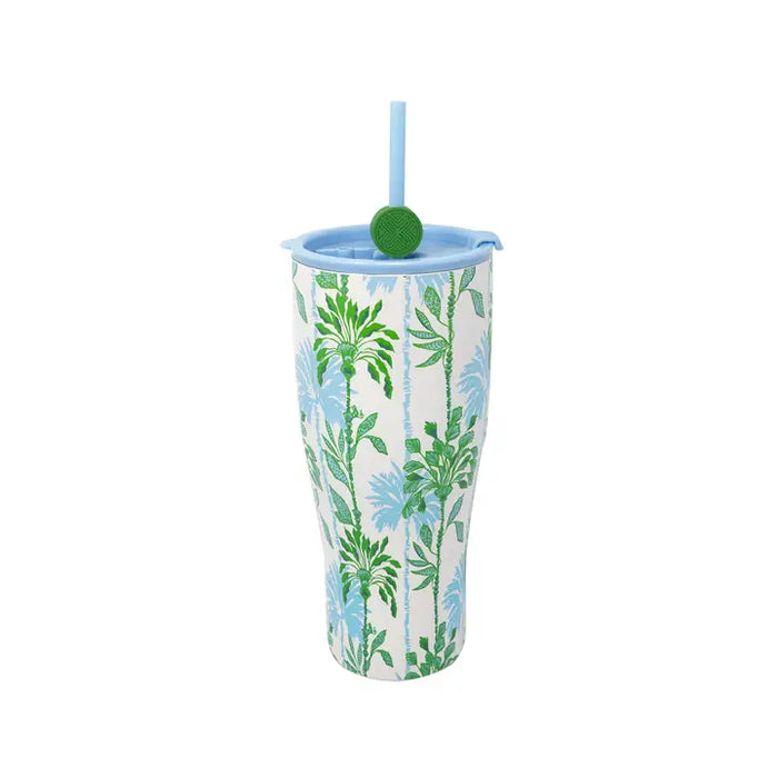 Stainless Steel Tumbler with Straw, Swayin in the Breeze