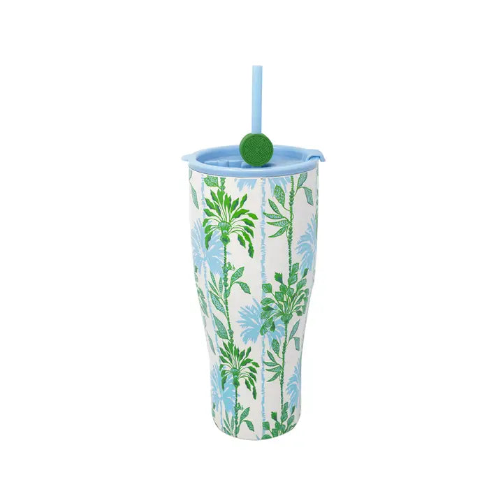 Stainless Steel Tumbler with Straw, Swayin in the Breeze