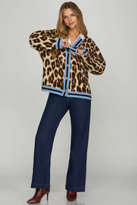 LEOPARD PATTERN SWEATER CARDIGAN