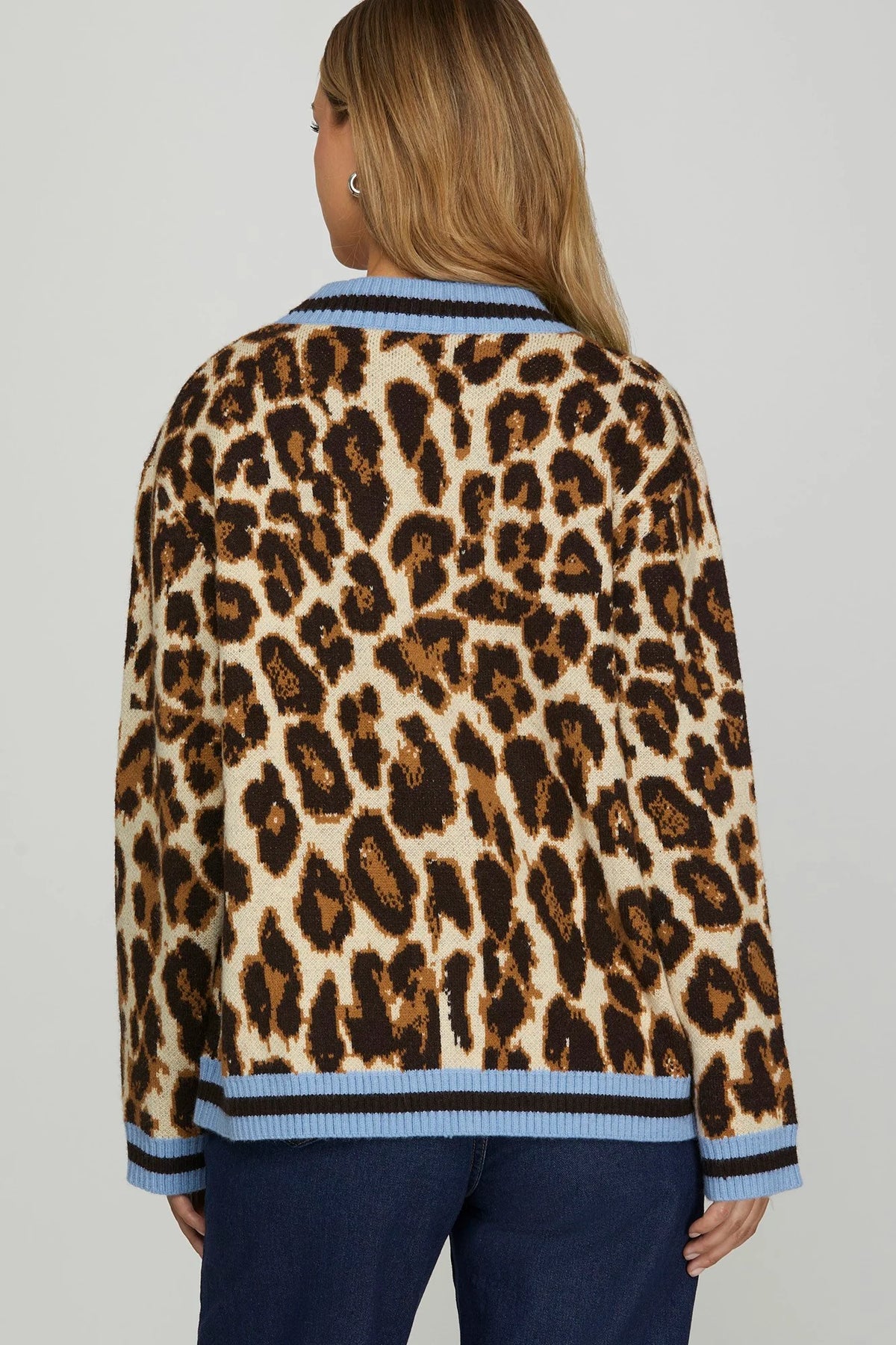 LEOPARD PATTERN SWEATER CARDIGAN