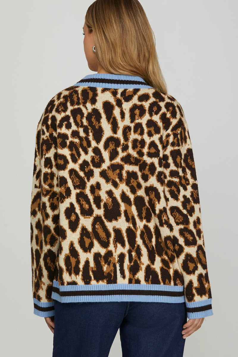 LEOPARD PATTERN SWEATER CARDIGAN