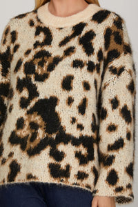 LONG SLEEVE LEOPARD PATTERN SWEATER