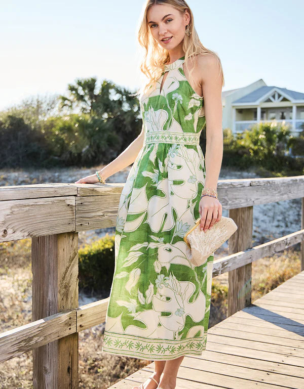 Andie Midi Dress Ogeechee Tropical Leaf