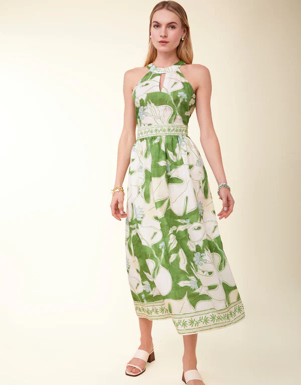 Andie Midi Dress Ogeechee Tropical Leaf