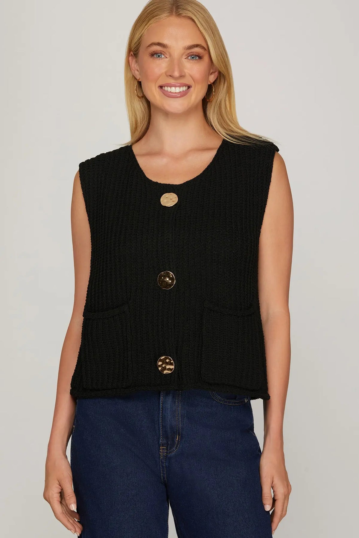 SLEEVELESS CROCHET SWEATER VEST