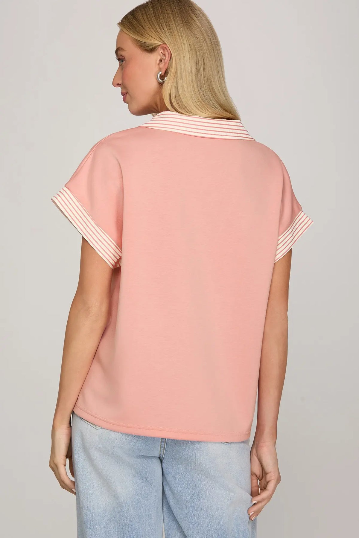 DROP SHOULDER COLLARED HEAVY KNIT TOP