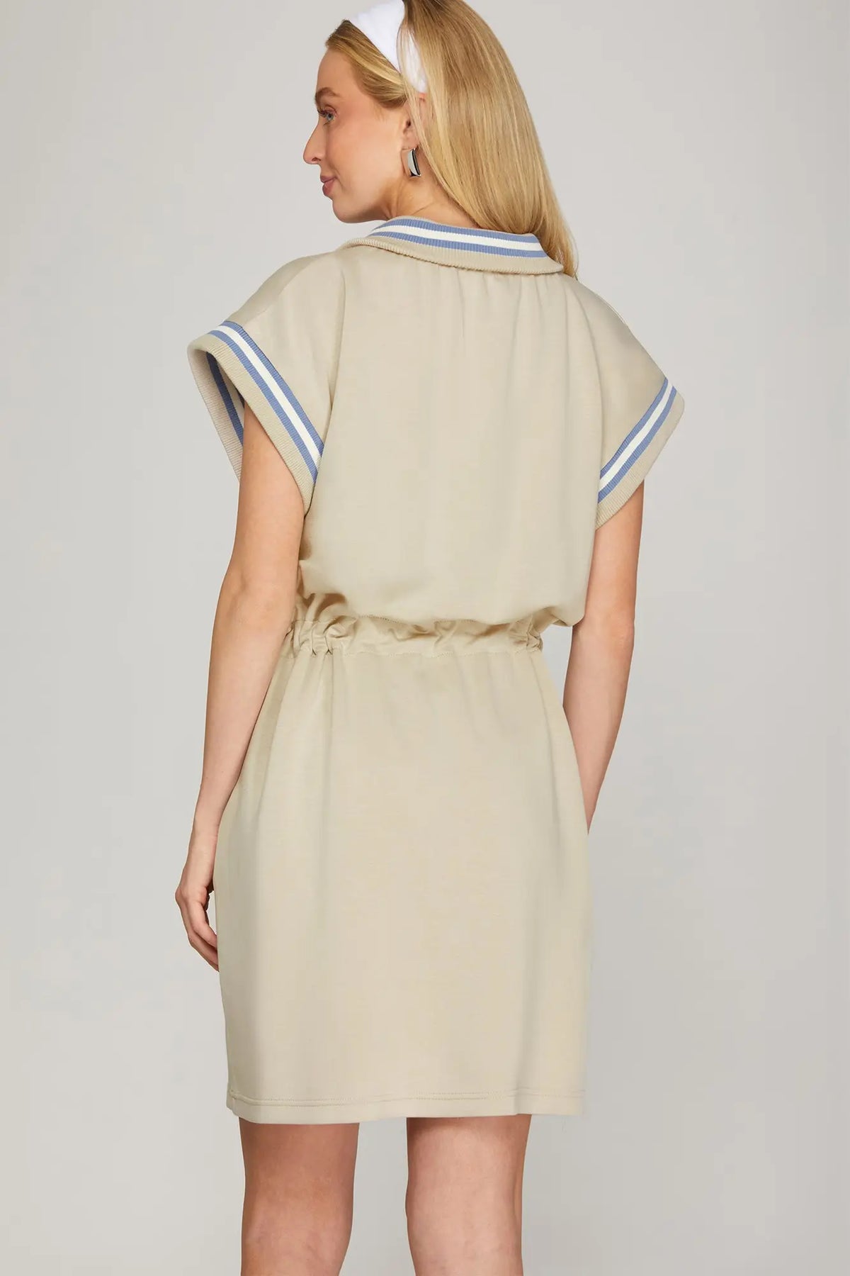 DROP SHOULDER HALF ZIP MINI DRESS