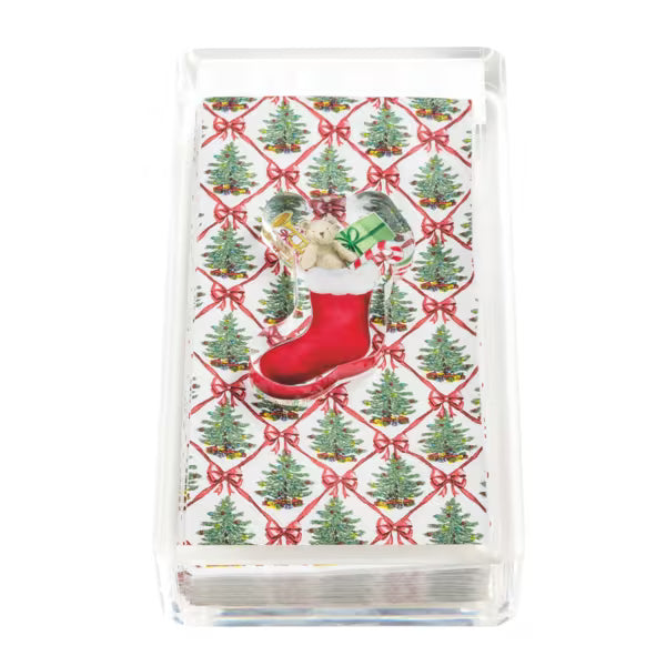 Stocking Tartan Napkin Holder And Weight Set