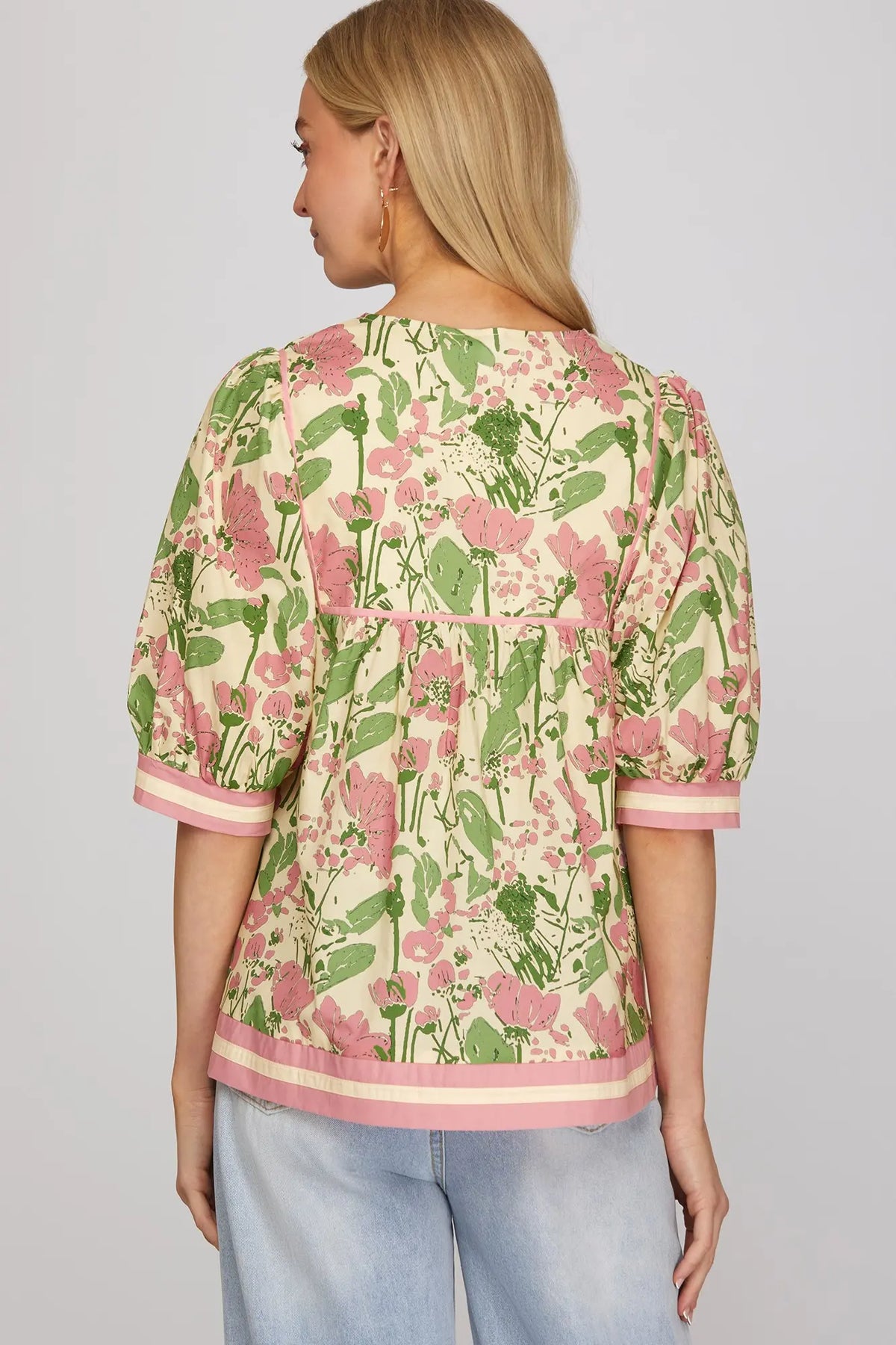 1/2 Sleeve Floral Printed Top