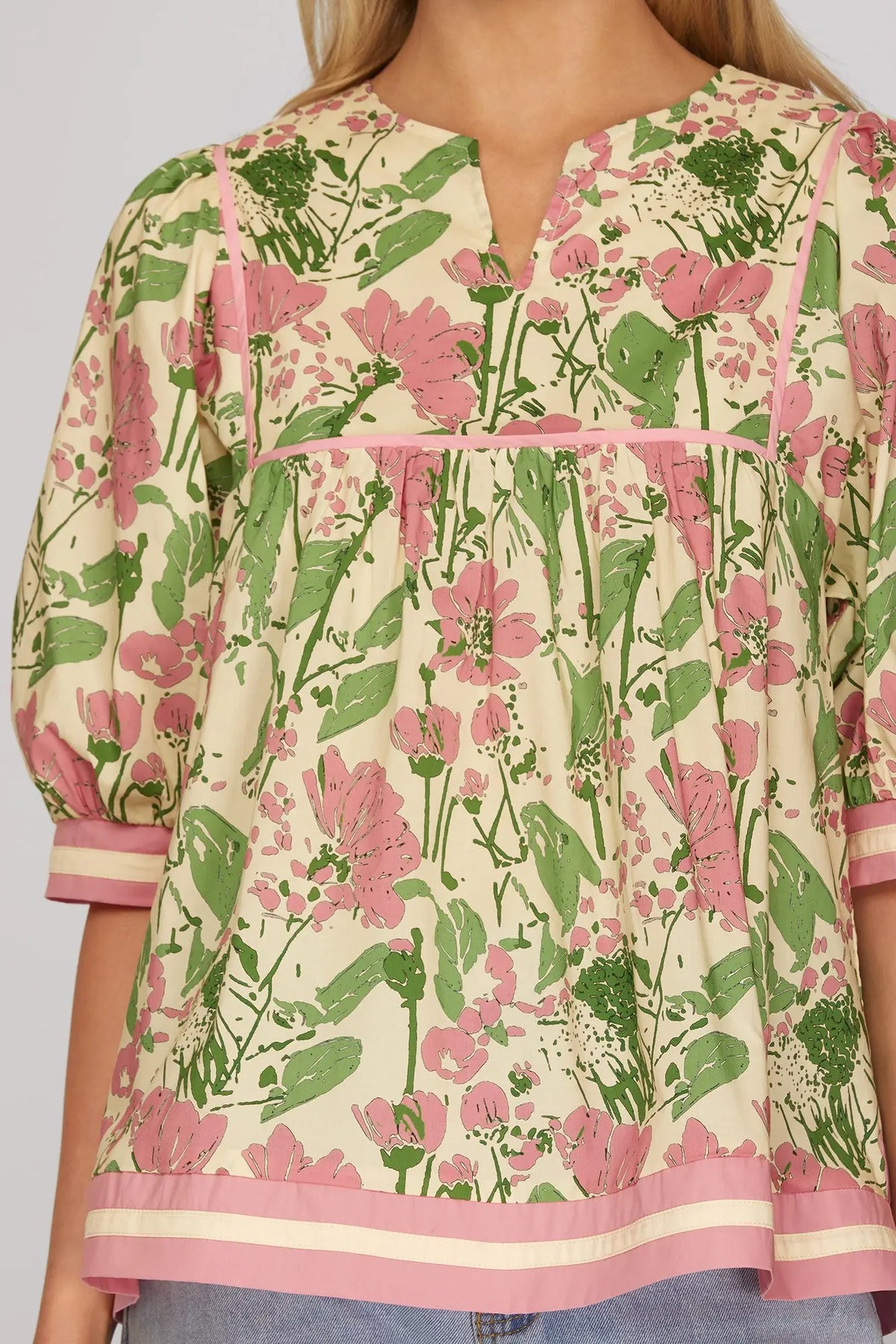 1/2 Sleeve Floral Printed Top