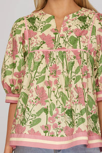 1/2 Sleeve Floral Printed Top