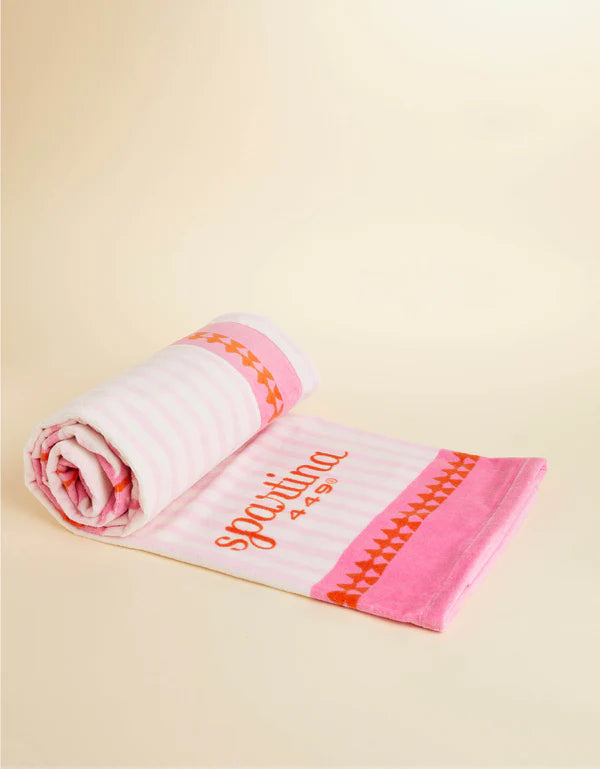 Beach Towel Palm Stripe Pink