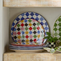 Indigo Check Round Platter