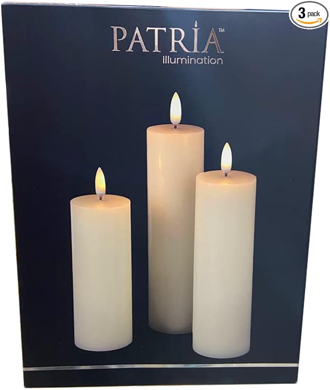CANDLE PATRIA 3D LED WHITE ASST SETS