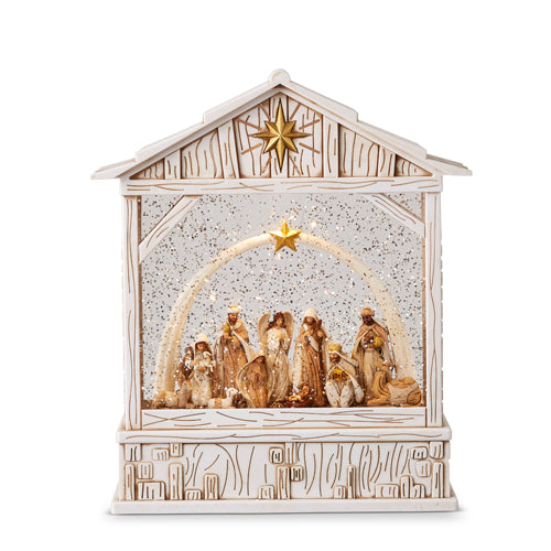 10" NATIVITY WITH STAR MUSICAL LIGHTED WATER CRECHE