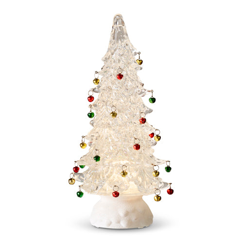 12" LIGHTED CLEAR TREE WITH JINGLE BELLS AND SWIRLING GLITTER