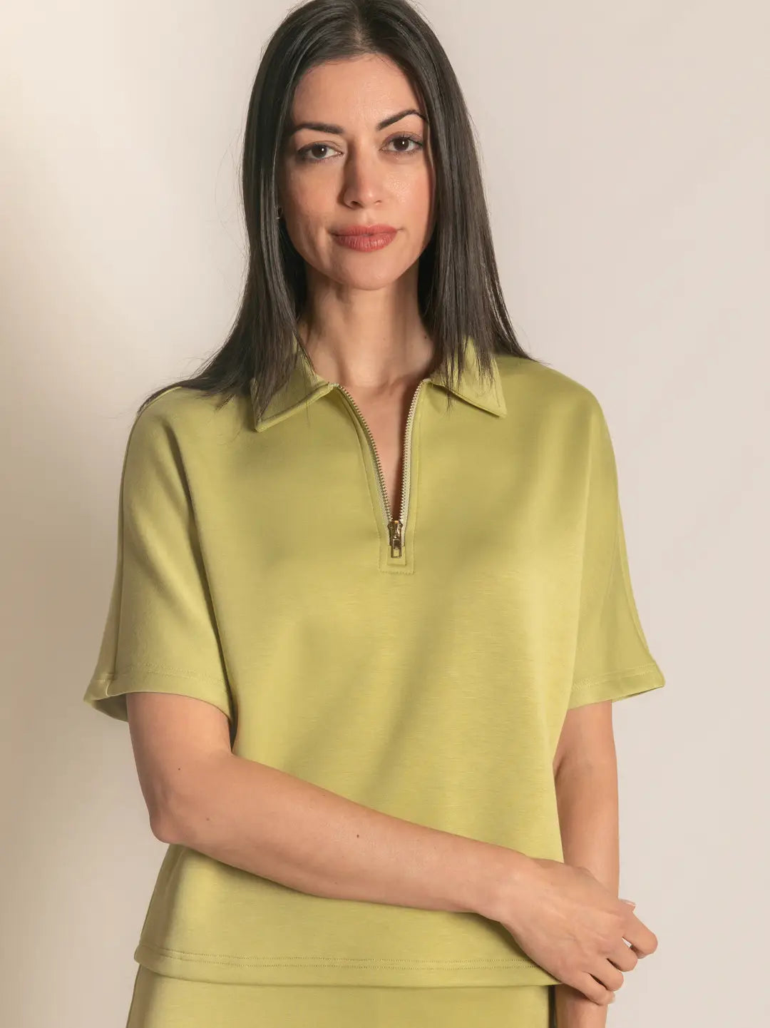 Butter Modal Short Sleeve Quarter Zip Top