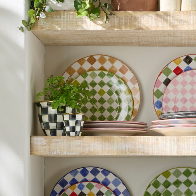 Green Check Dinner Plate